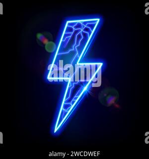 Lightning bolt with electric effect. Electric power. Fast charging. Flash bolt vector background. Stock Vector