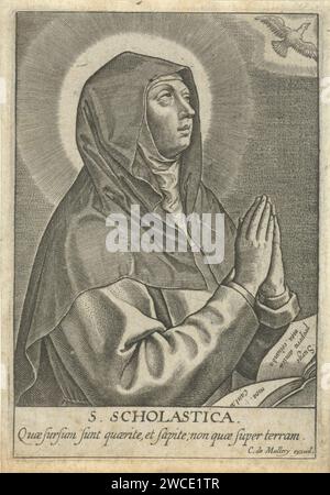 Saint Scholastica. Engraving Stock Photo - Alamy