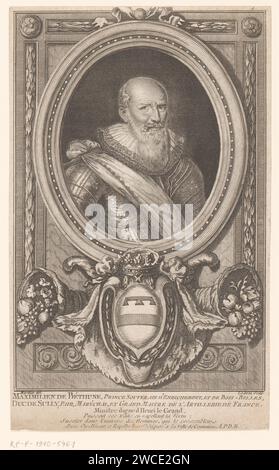 Portret van Maximilien de Béthune, Pierre Adrien Le Beau, After Clément Pierre Marillier, 1758 - 1806 print  print maker: Francepublisher: Paris paper etching / engraving historical persons. minister  government. ornament  medallion Stock Photo