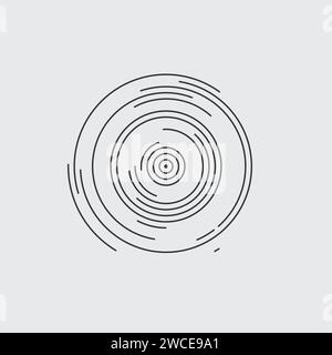 Minimal round lines abstract futuristic tech background. Stock vector illustration isolated on white background. Stock Vector
