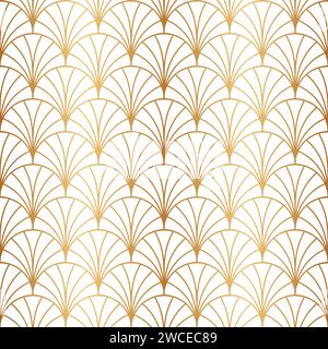 Art deco gold seamless pattern. Repeated golden fan patern. Abstract nouveau background for prints design. Repeating geometric lattice. Gatsby repeat Stock Vector