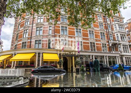 London, UK- August 6, 2023: Connaught Hotel five star luxury hotel in Mayfair district. Stock Photo