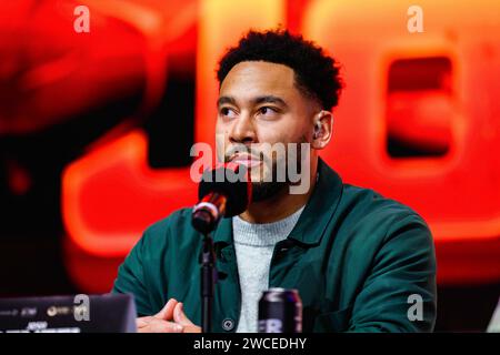 LONDON, UNITED KINGDOM. 15 Jan, 2024. Josh Denzel during Anthony Joshua vs Francis Ngannou Kick-off Press Conference at Here, Outernet on Monday, January 15, 2024 in LONDON, ENGLAND. Credit: Taka G Wu/Alamy Live News Stock Photo