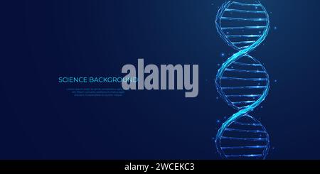 DNA background. Glowing blue double helix. Genetic code in futuristic. Stock Vector
