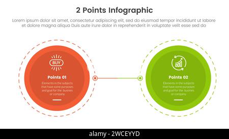 versus or compare and comparison concept for infographic template banner with big circle opposite outline dotted with two point list information vecto Stock Photo