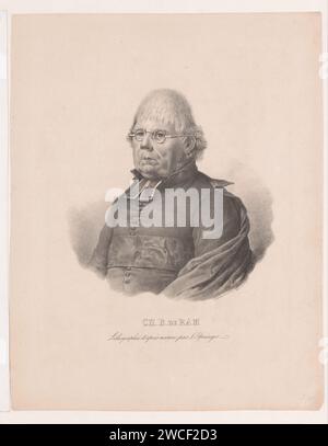 Portrait of Carolus Bertinus de Ram, Leendert Springer (I), 1809 - 1871 print The person portrayed looks to the left and wears glasses. He is wearing a priest's costume with mantle and bef. Under the portrait his name. print maker: Netherlandsprinter: Amsterdam paper  historical persons (+ head (and shoulders) (portrait)). eyeglasses, spectacles. liturgical vestments, canonicals Stock Photo
