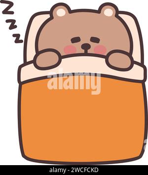 Vector illustration of a cartoon bear sleeping peacefully, isolated on a transparent background. Stock Vector