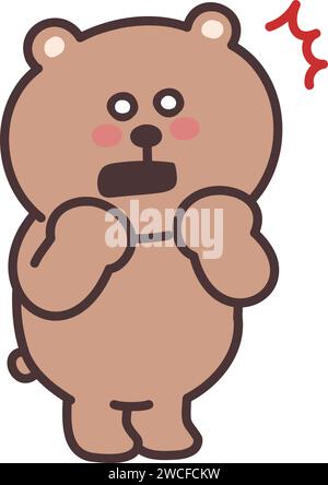 Teddy bear astonishing to something. Vector illustration isolated on a transparent background. Stock Vector
