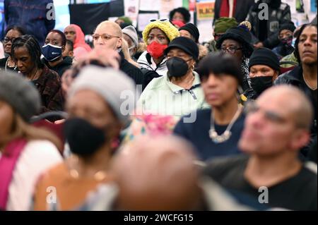 New York, USA. 15th Jan, 2024. People listen to speakers at the annual National Action Network: Martin Luther King Jr. Policy Forum, New York, NY, January 15, 2024. Martin Luther King Jr. Day is a federal holiday which celebrates the Dr. King's activism in the Civil Rights Movement. (Photo by Anthony Behar/Sipa USA) Credit: Sipa USA/Alamy Live News Stock Photo