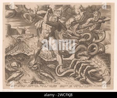 Hercules beats the Hydra van Lerna, Hans Sebald Beham, 1545 print paper ...