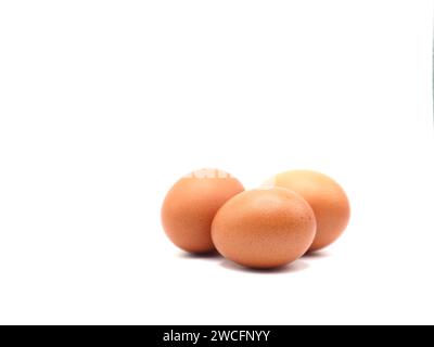 three eggs isolated white Stock Photo