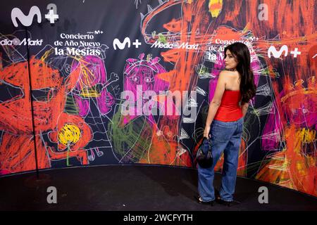 Madrid, Spain. 15th Jan, 2024. Dulceida attends the concert of 'Stella Maris', the musical band that performs during the Serie 'La mesias' Photocall at the Calderon Theatre. Credit: SOPA Images Limited/Alamy Live News Stock Photo