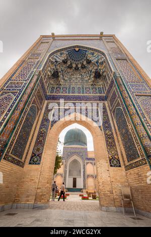 JUNE 28, 2023, SAMARKAND, UZBEKISTAN: Parade portal of Gur-e-Amir