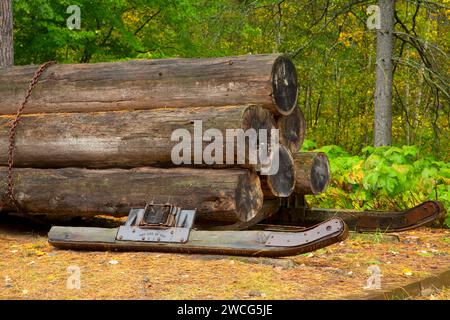 Log sled, Brule River State Forest, Wisconsin Stock Photo