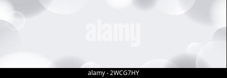 Soft grey spheres background. Abstract light floating bubbles and balls wallpaper. Gray blurred gradient circles backdrop. Vector horizontal design template for banner, poster, presentation, brochure Stock Vector
