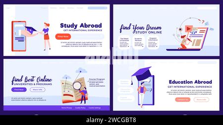 Web banner design set for online education promo Stock Vector
