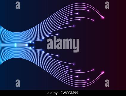 Abstract neon blue purple connection lines tech background. Futuristic vector design Stock Vector