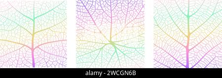 Leaf vein texture abstract background with close up plant leaf cells ornament texture pattern. Gradient organic macro linear pattern of nature leaf fo Stock Vector
