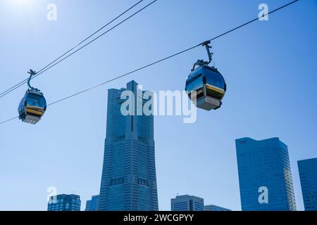 Yokohama air cabin ropeway and blue sky, Japan Stock Photo