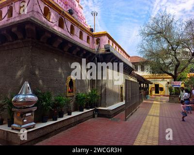 21 December 2023, Shree Chintamani Ganpati Mandir, Theur, This is fifth Ashtavinayak Ganpati temple of Ashtvinayak yatra. Stock Photo