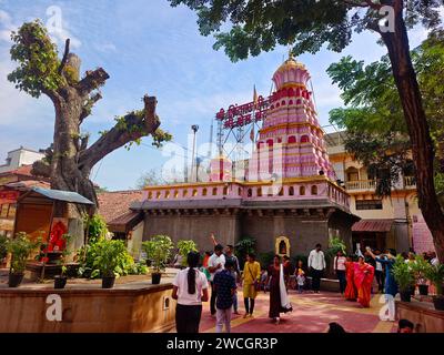 21 December 2023, Shree Chintamani Ganpati Mandir, Theur, This is fifth Ashtavinayak Ganpati temple of Ashtvinayak yatra. Stock Photo