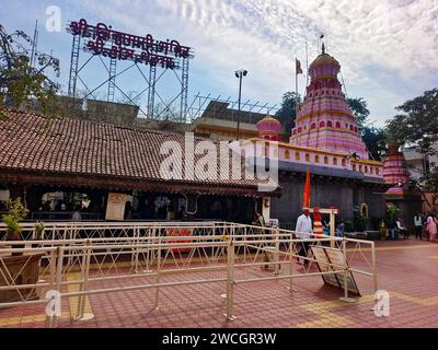 21 December 2023, Shree Chintamani Ganpati Mandir, Theur, This is fifth Ashtavinayak Ganpati temple of Ashtvinayak yatra. Stock Photo