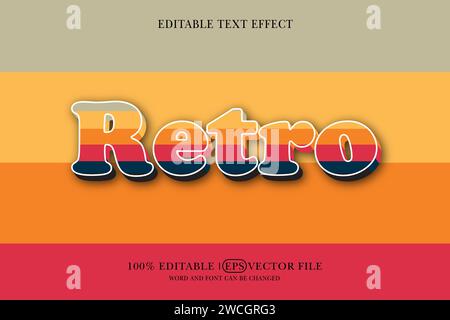 Editable text effect Retro 3d cartoon style premium vector Stock Vector