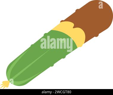 Sorting food waste. Whole rotten cucumber. Leftovers and scraps of food. Flat icon, element for infographics design. Simple cartoon flat vector isolat Stock Vector