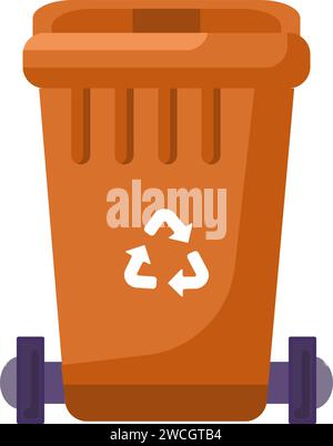Closed Lid transportable container for storing, recycling and sorting used household textile waste. Closed empty and filled trash can with recycle sig Stock Vector
