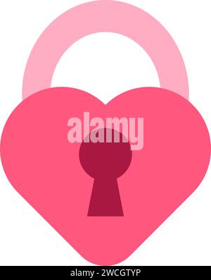 Padlock with keyhole in heart form icon vector. Symbol of romantic secret or safe and protect love. Safety and security equipment. Valentine day holid Stock Vector