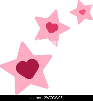 Pink festive fireworks of star confetti. Party tinsel confetti on for Valentine Day. LGBTQ sticker. Simple pink colored flat Valentine vector icon iso Stock Vector