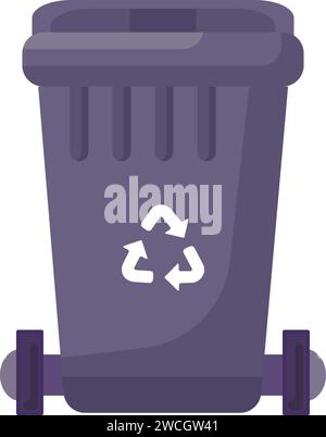 Closed Lid transportable container for storing, recycling and sorting used household metal waste. Closed empty and filled trash can with recycle sign. Stock Vector