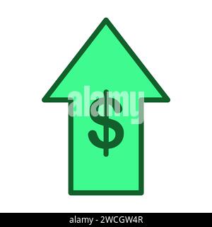 Green Arrow Up With Dollar Symbol Stock Vector