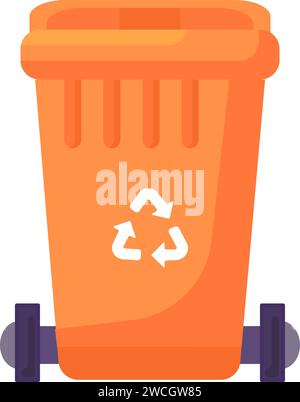 Close Lid transportable container for storing, recycling and sorting used household plastic waste. Closed empty and filled trash can with recycle sign Stock Vector