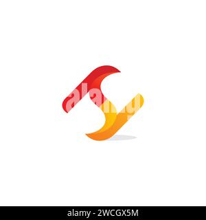 HS Logo With Red and Orange Color Combination Stock Vector