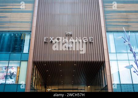 Kuala Lumpur, Malaysia: Dec 20, 2023 - Entrance to The Exchange TRX, a luxurious and latest shopping mall with over 400 world's leading retailers. Stock Photo