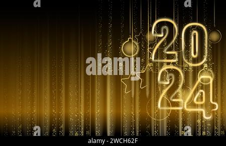 2024 Happy New Year shining light sparkles background Stock Vector