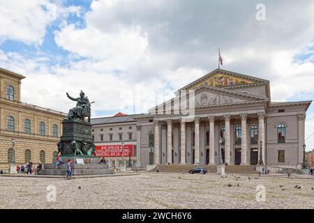 Munich, Germany - May 30 2019: The National Theatre (German: Nationaltheater) on Max-Joseph-Platz is a historic opera house, home of the Bavarian Stat Stock Photo