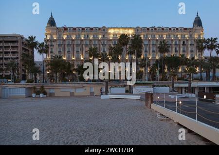 Cannes, France - March 25 2019: The InterContinental Carlton Cannes is a 343-room luxury hotel built in 1911, located at 58 La Croisette in Cannes on Stock Photo