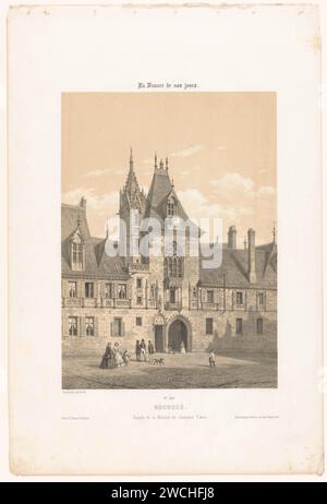 View of the Façade of the Palais Jacques -Coeur in Bourges, Léon Auguste Asselineau, 1856 - 1858 print  print maker: Rouenafter own design by: Rouenprinter: Parispublisher: Paris paper  hôtel, i.e. small palace in city Bourges Stock Photo