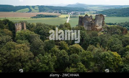 Aerial View Of Cicva Castle Ruins Sedliska Podcicva Village aerial-view-of-cicva-castle-ruins-sedliska-podcicva-village