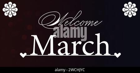 Welcome March Stylish Text illustration Design Stock Vector