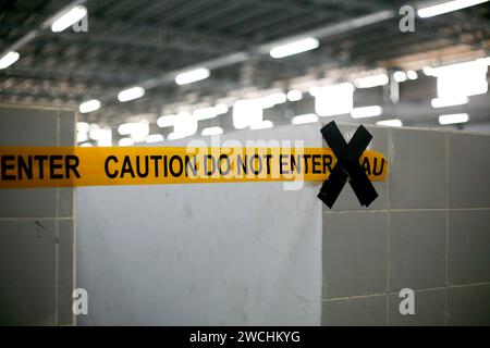 Close up of the caution do not enter Stock Photo