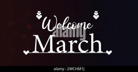 Welcome March Stylish Text illustration Design Stock Vector