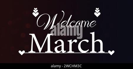 Welcome March Stylish Text illustration Design Stock Vector