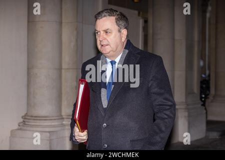 Downing Street, London, UK. 16th January 2024.  Mel Stride, Secretary of State for Work and Pensions,  attends the weekly Cabinet Meeting at 10 Downing Street. Photo by Amanda Rose/Alamy Live News Stock Photo