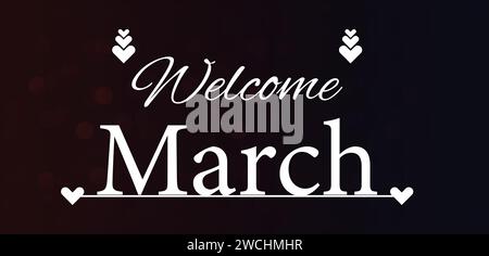 Welcome March Stylish Text illustration Design Stock Vector