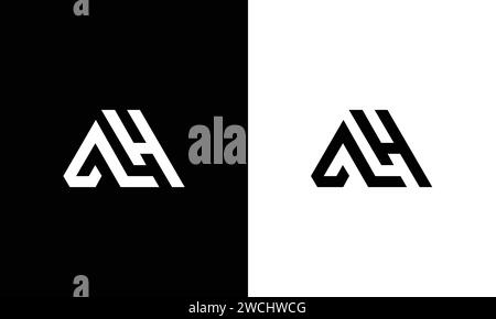 Minimal elegant monogram art logo. Outstanding professional trendy awesome artistic AH HA initial based Alphabet icon logo. Stock Vector