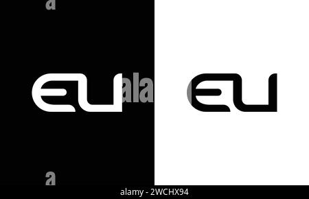 Creative Vintage Letter EU Monogram Logo Design Icon Template White and Black Background Stock Vector