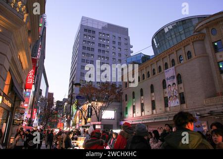 Myeongdong Night Market in Seoul, South Korea. Stock Photo